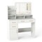 White Engineered Wood Vanity Table with Mirror and Storage Drawers Makeup Desk